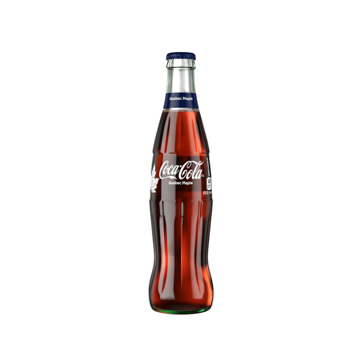 Coca-Cola Québec Maple - Soda au sirop d’érable en bouteille de verre 355ml, édition canadienne rare et originale.