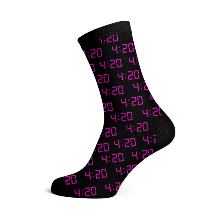 Cannabis Chaussettes Noir/Rose - 4:20 Alarme (36-42)