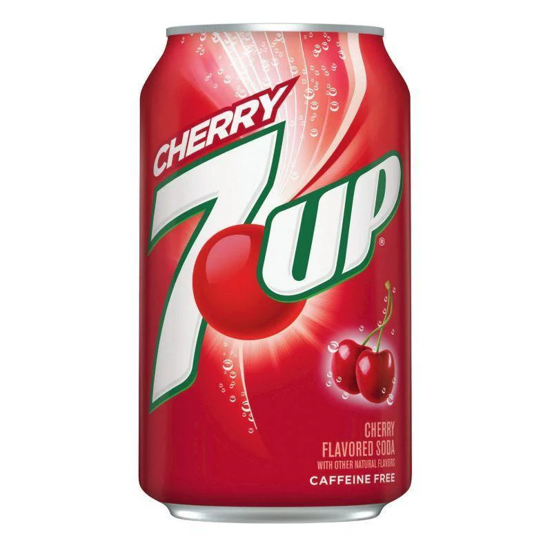 7UP Cherry - Soda gazeux à la cerise en canette 355ml, boisson pétillante importée des USA.