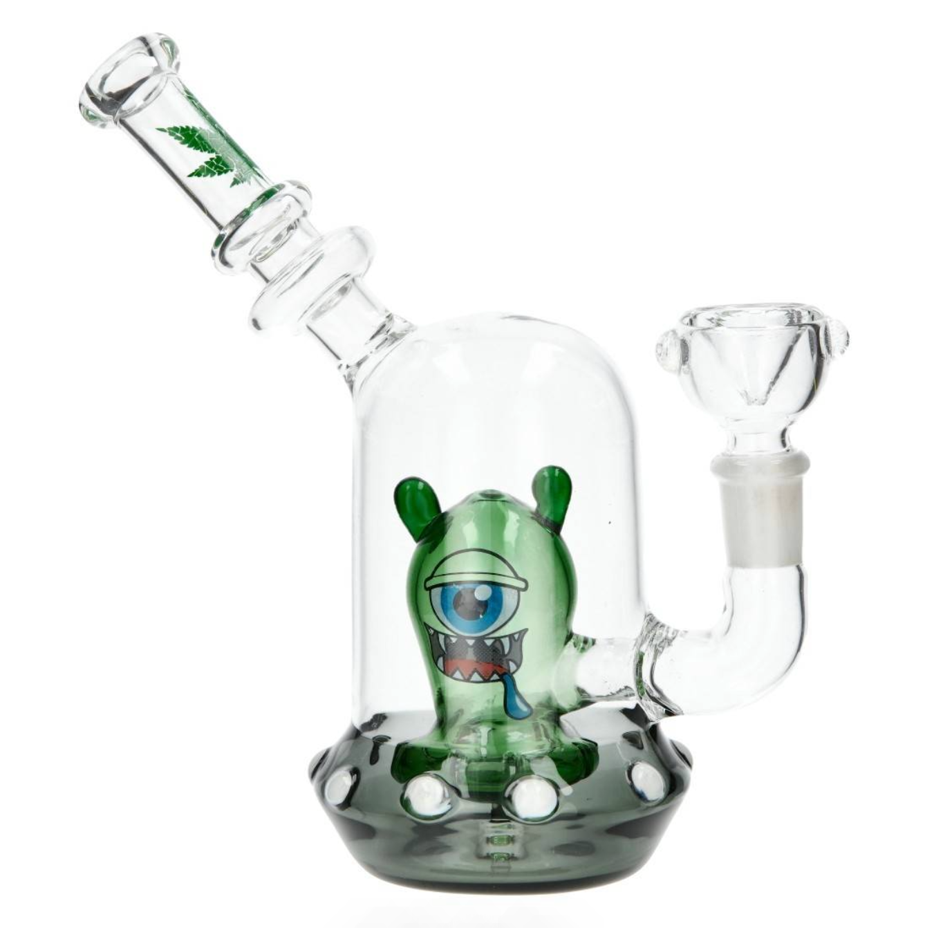 Glass Bong - Green Alien Bubbler (17cm)