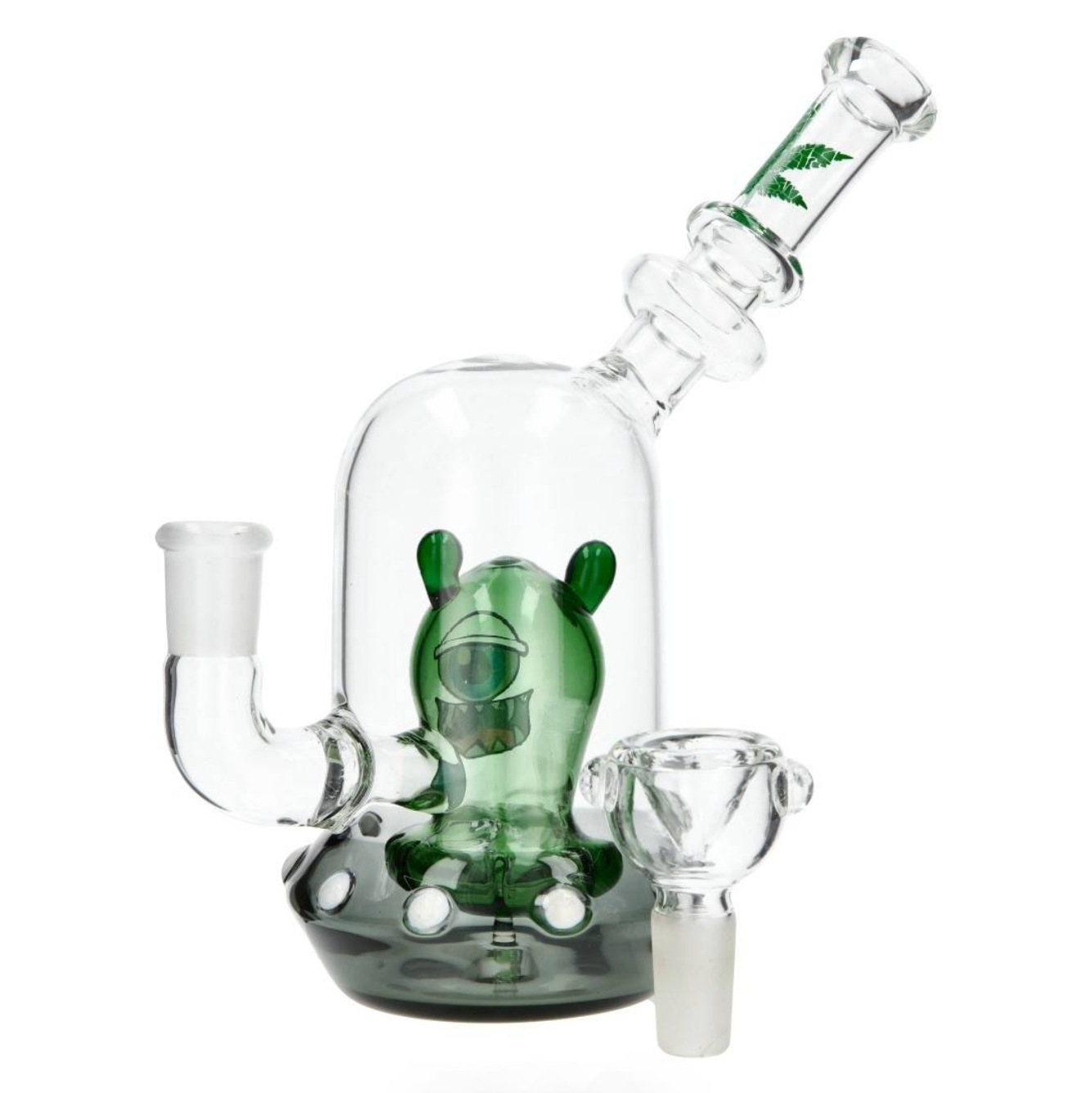 Bong Verre - Bubbler Alien Vert (17cm)