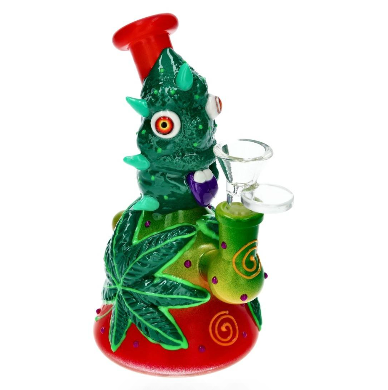 Mini Glass Bong - Crazy Leaf (17cm)