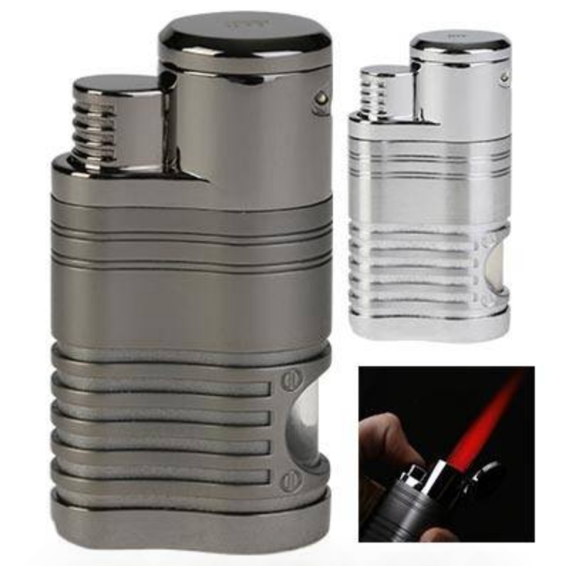 Winjet Torch Lighter - 4 Red Flames (Silver)