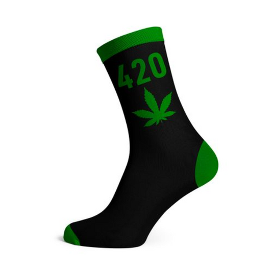 Cannabis Chaussettes Noir/Vert - 420 (40-45)