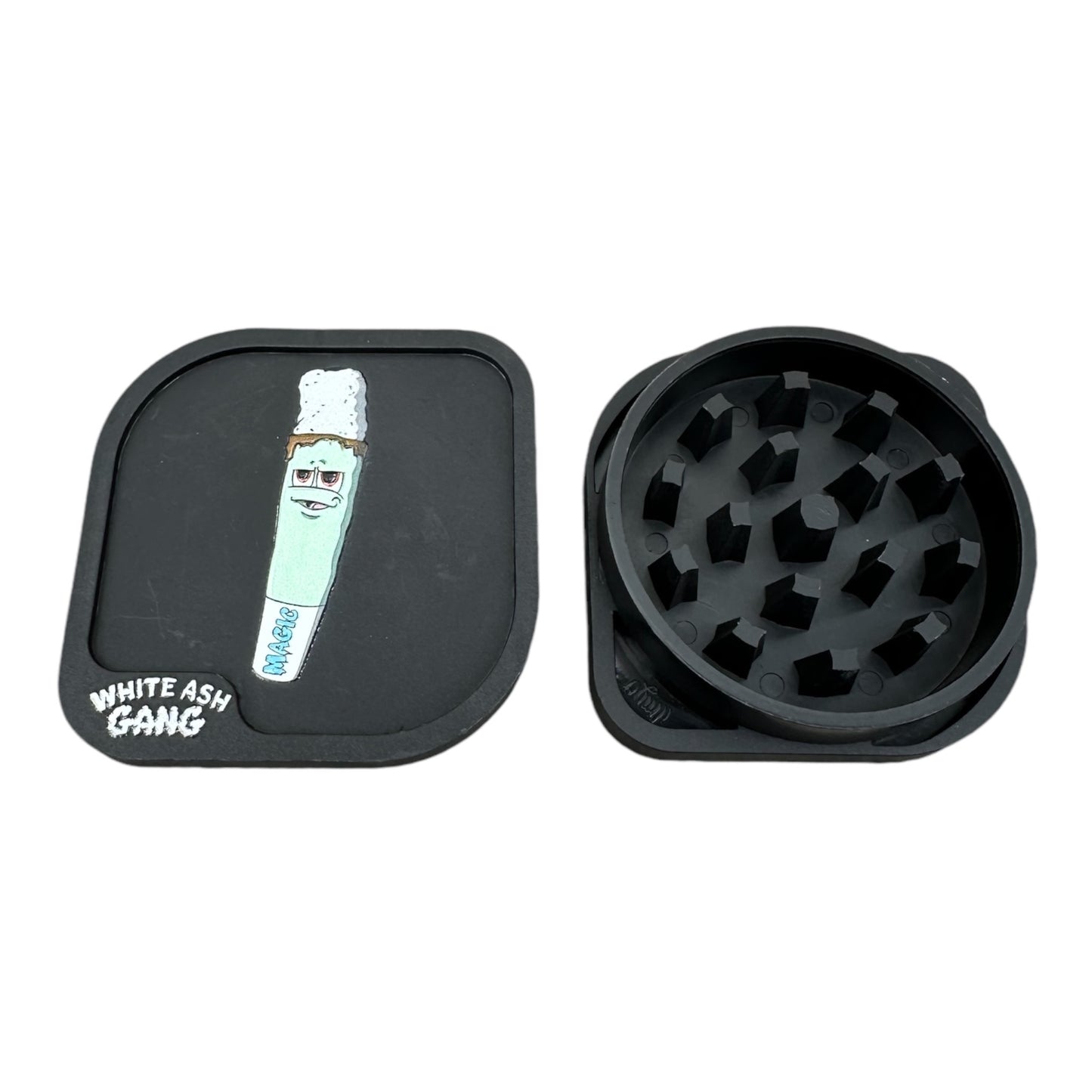 Magic King Chanvre Grinder Carré Noir - White Ash Gang (2pièces)