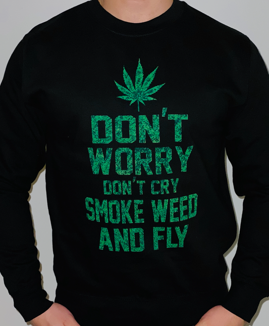 Pull Crewneck Noir "Don't Worry ..."