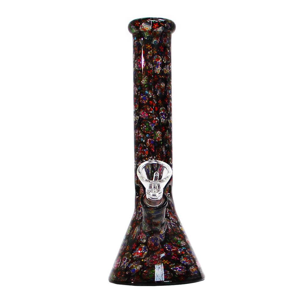 Bong Glass - Mexican Flower Skull (26cm)