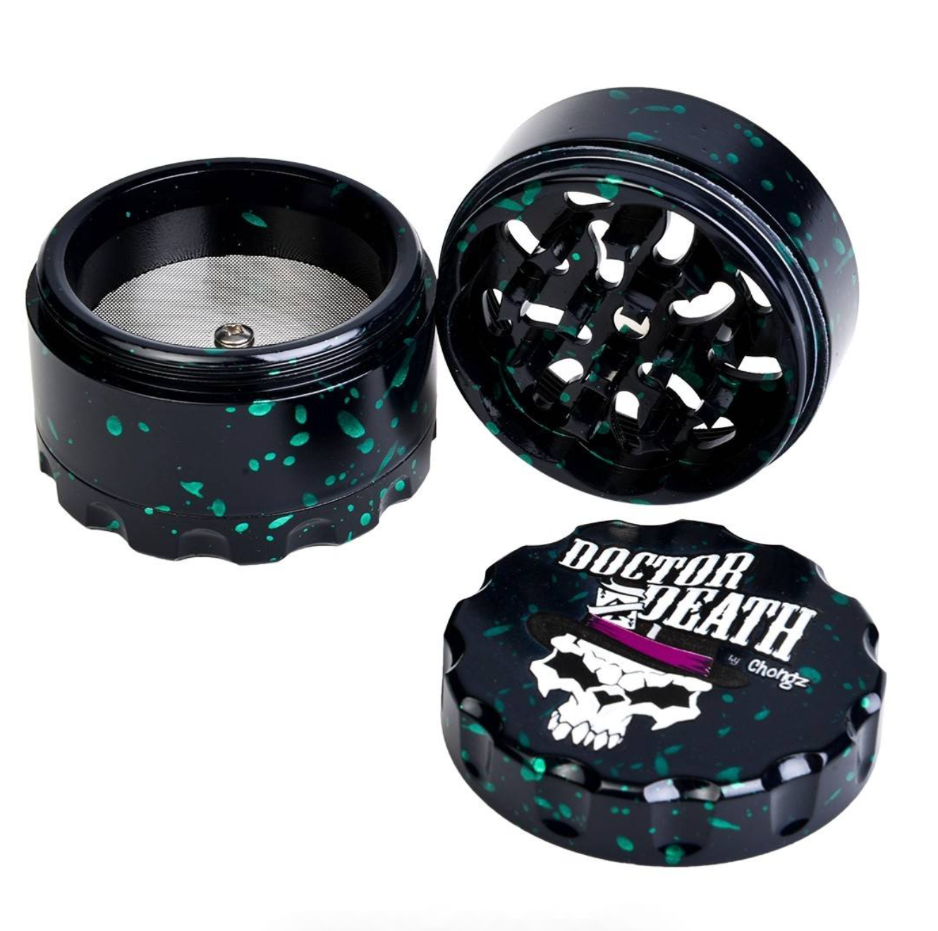 Grinder Chongz  "60mm" - Dead Head Noir & Vert (4pièces)