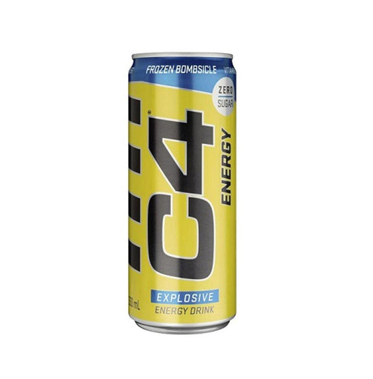 C4 Frozen Bombsicle 330ml – Energy drink américain goût glacé popsicle, zéro sucre, boost mental et physique.