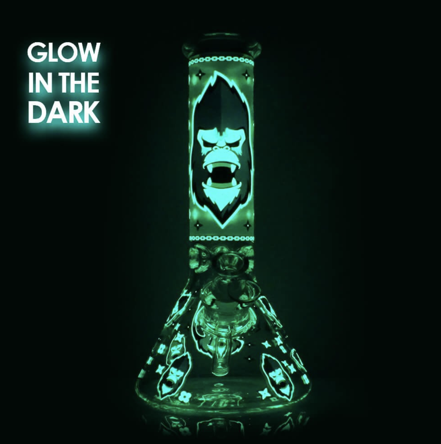 Bong Verre Glow - GORILLA Vert (25cm)