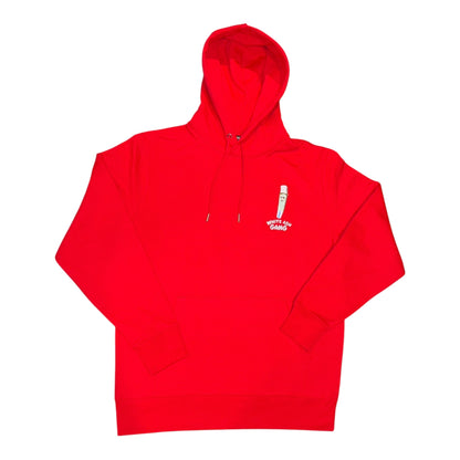 Hoodie Magic King White Ash Gang rouge avec logo joint sur le devant et marquage "White Ash Gang" dans le dos. Coupe urbaine, coton premium. Logo face.