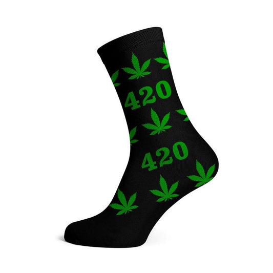 Chaussettes Noir - 420 & Feuilles Canna ( 40-45 )