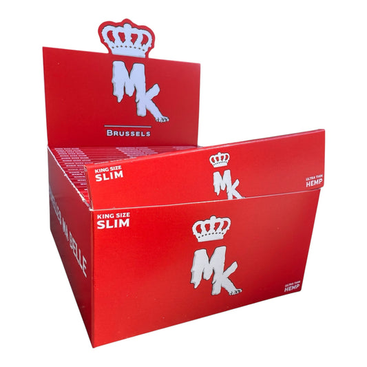 Présentoir complet de paquets rouges Magic King en chanvre sans filtres