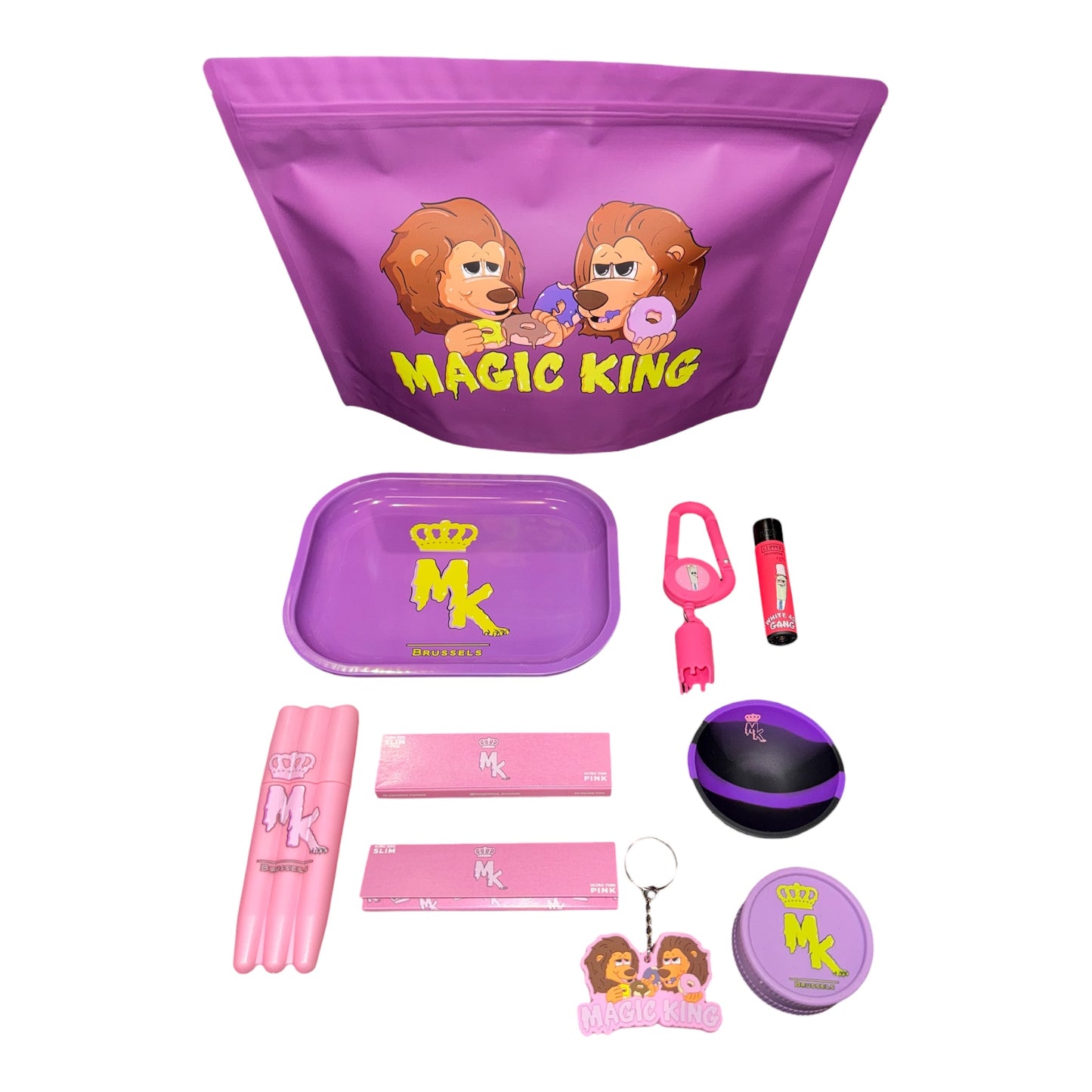 Magic King Kit Christmas Bag Lions MK Purple – vue de face – Coffret collector mauve
