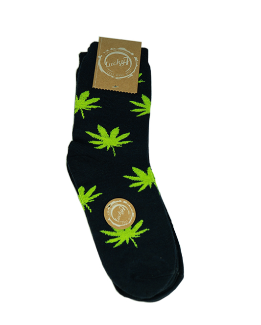 Cannabis Chaussettes Noir/Vert - Feuilles Canna (36-41)