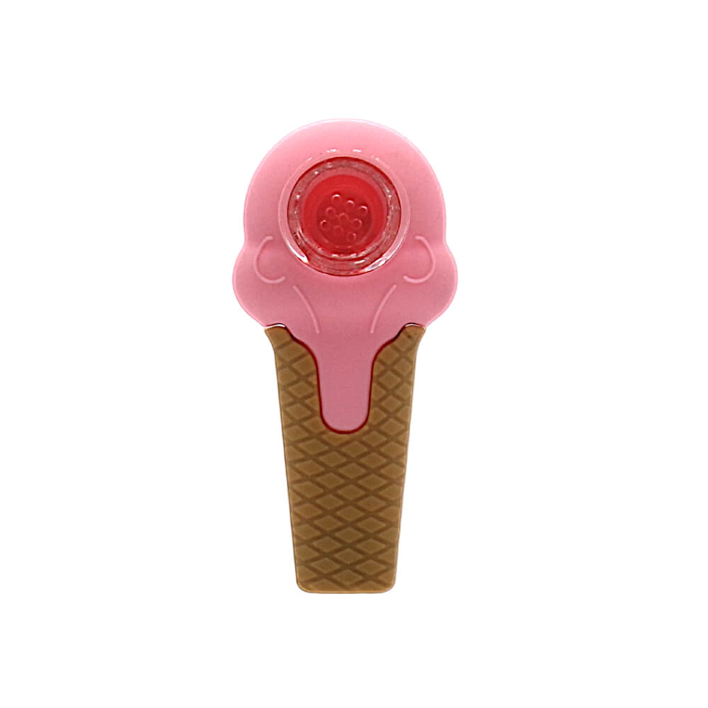 Pipe en silicone Scary Ice Cream 10cm - Dos - Design glace fondante, incassable et facile à nettoyer, idéale pour un usage quotidien.