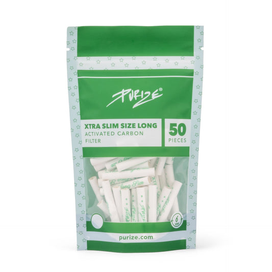 Purize Filtres Xtra Slim Blanc 6mm x50 - Filtres au charbon actif, tirage doux, filtration naturelle, fabriqués en Allemagne.