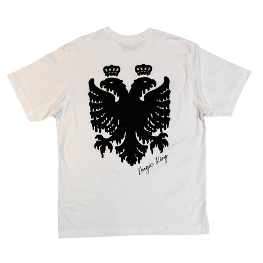 T shirt Magic King Eagle dos blanc oversize MK brodé blanc et aigle noir dos