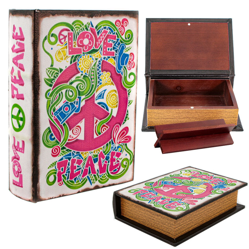 Wooden Box - Stash Book Love & Peace"Small"