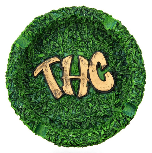 Cendrier Rond Vert - Feuilles Canna THC