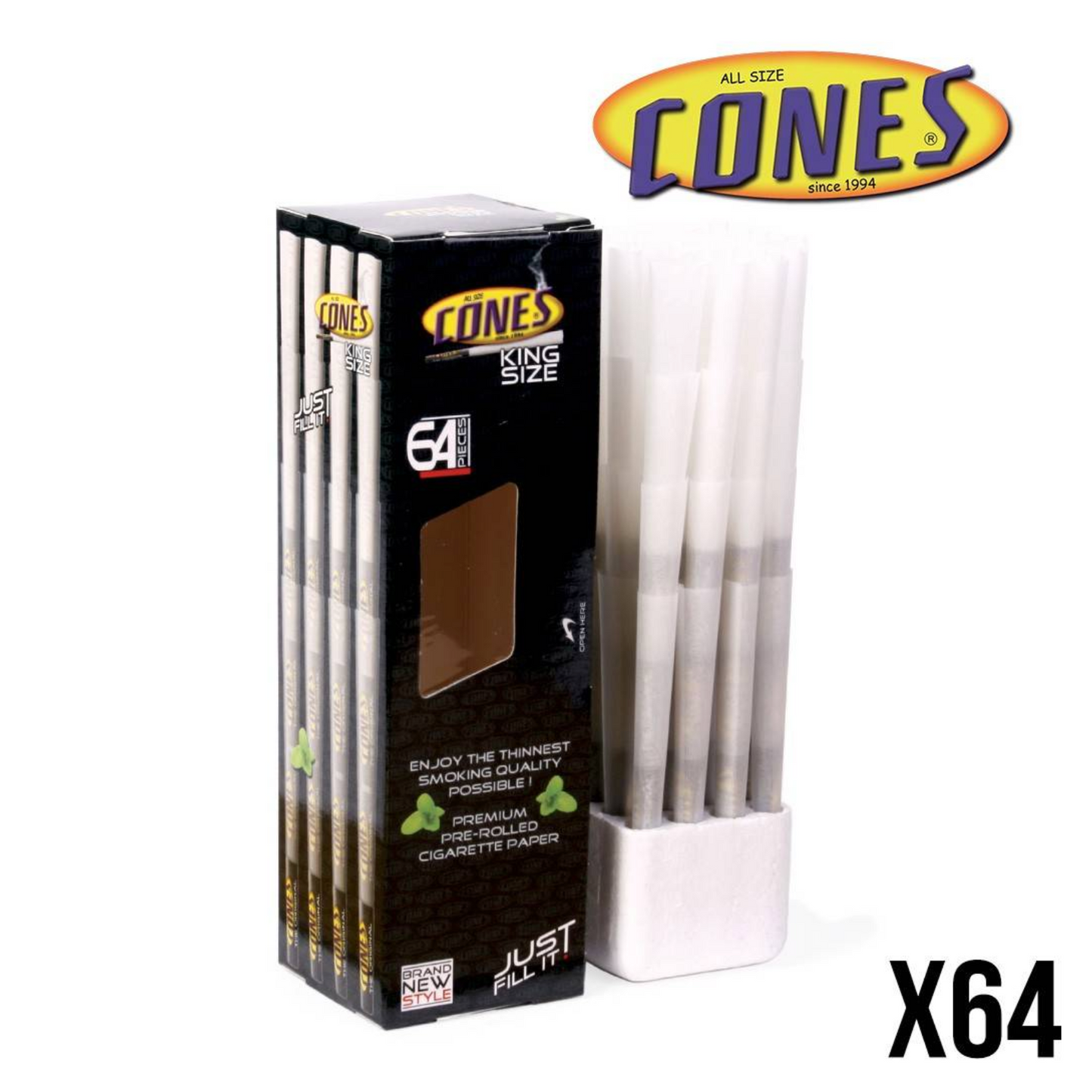 Cônes Pre-Roulés "CONES" 11cm (64 pcs)